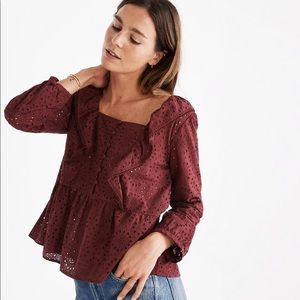 Madewell Eyelet Pom Pom Top